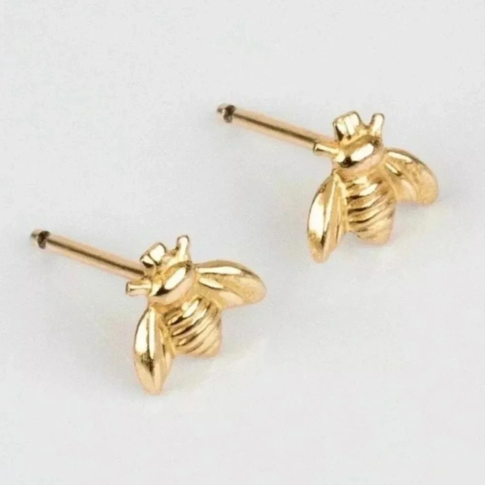 NEW Dainty Gold Bee Stud Earrings